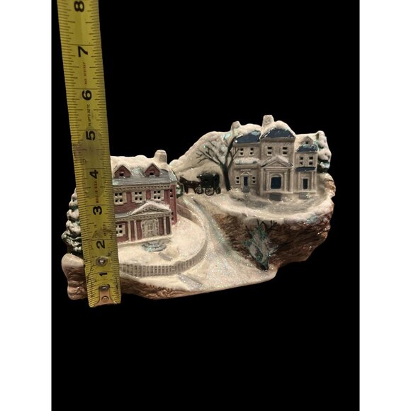 Vintage Glittery Winter Ceramic Bisque Carriage Houses‎ Marked Howell Ceramics - Picture 7 of 12